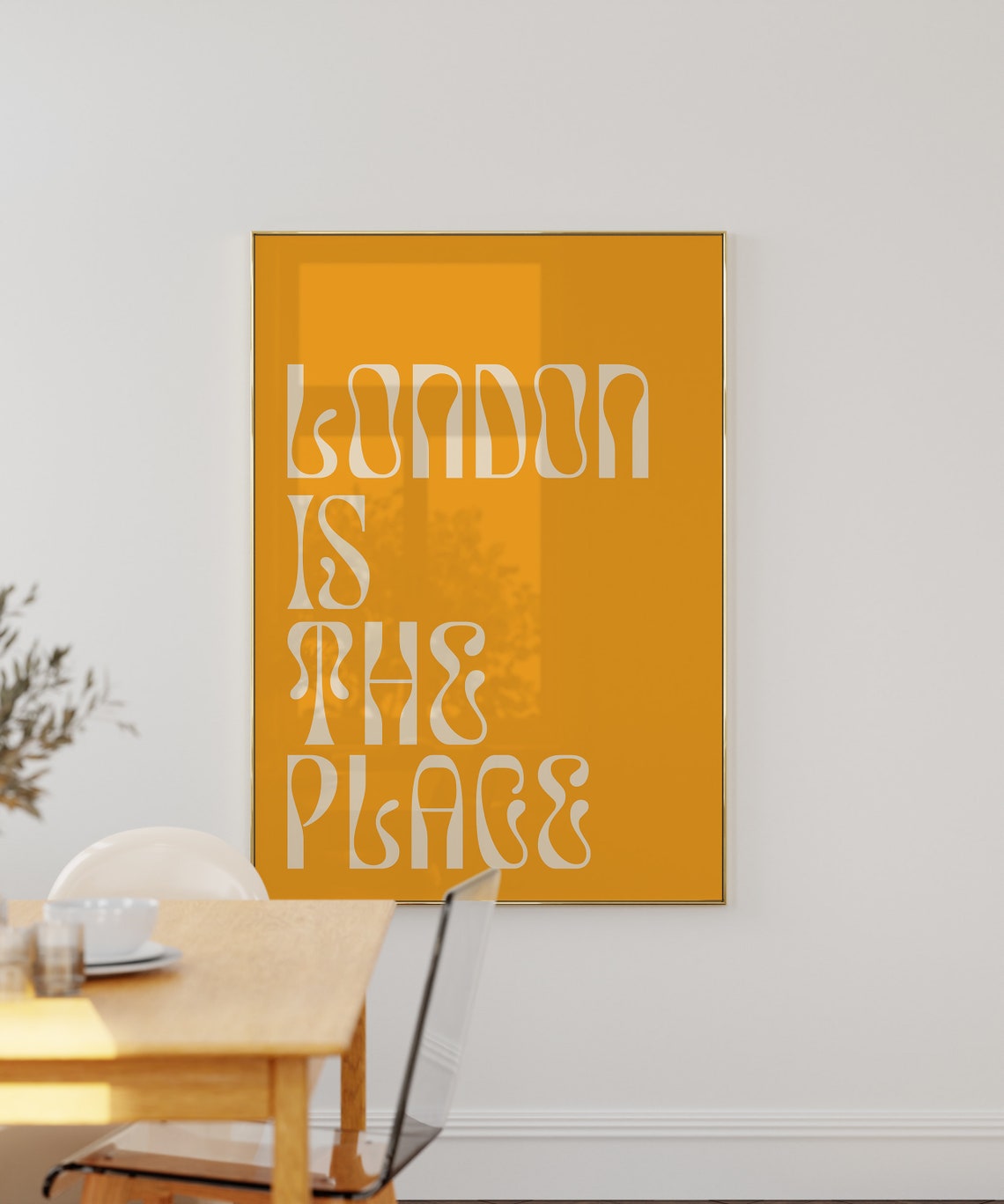 London Is The Place Pink Retro Bubble Letter Typography Quote Poster - Image 2