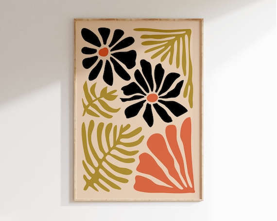 Abstract Boho Flowers, Matisse-Inspired Art Print