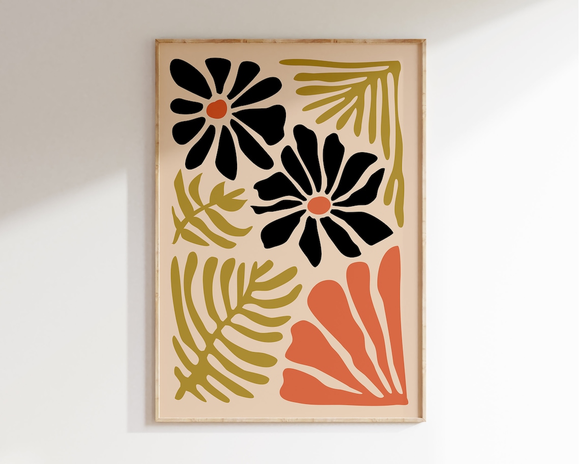Abstract Boho Flowers, Matisse-Inspired Art Print