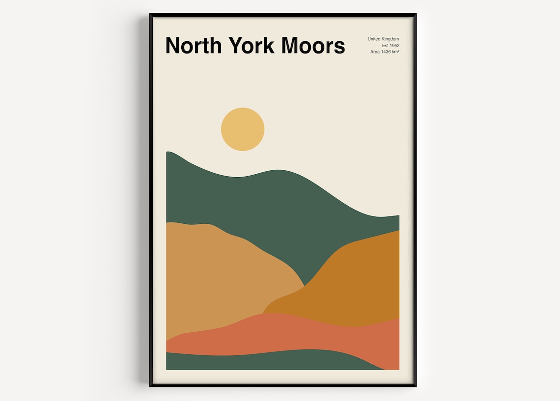 North York Moors National Park Mid-Century Travel Poster