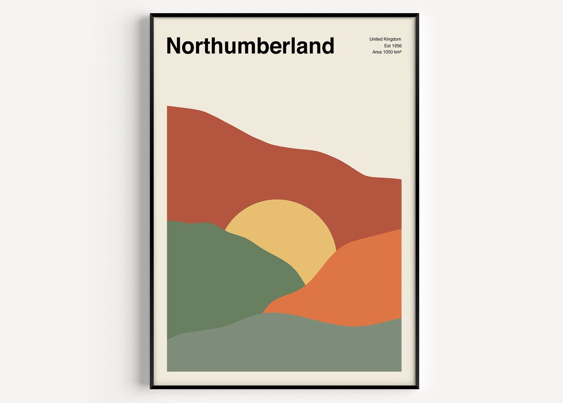 Northumberland National Park Mid-Century Travel Poster