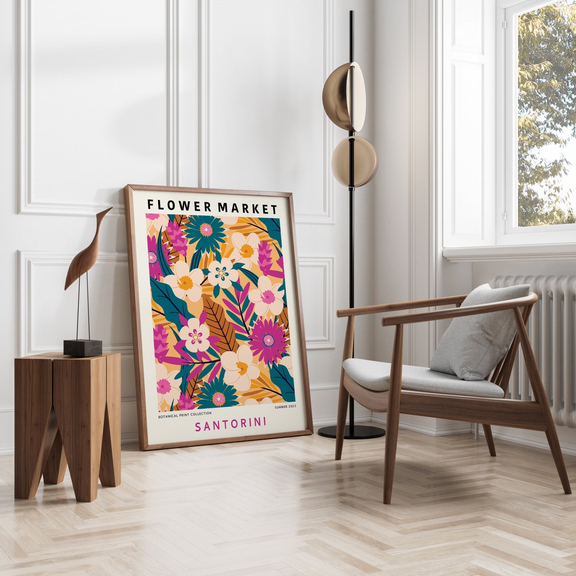 Santorini Flower Market Summer 2023 Tropical Botanical Poster - Image 3
