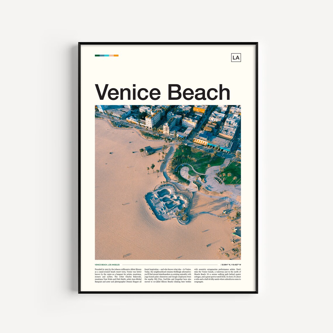 Venice Beach Los Angeles Aerial Skate Park Coast Photo Travel Poster