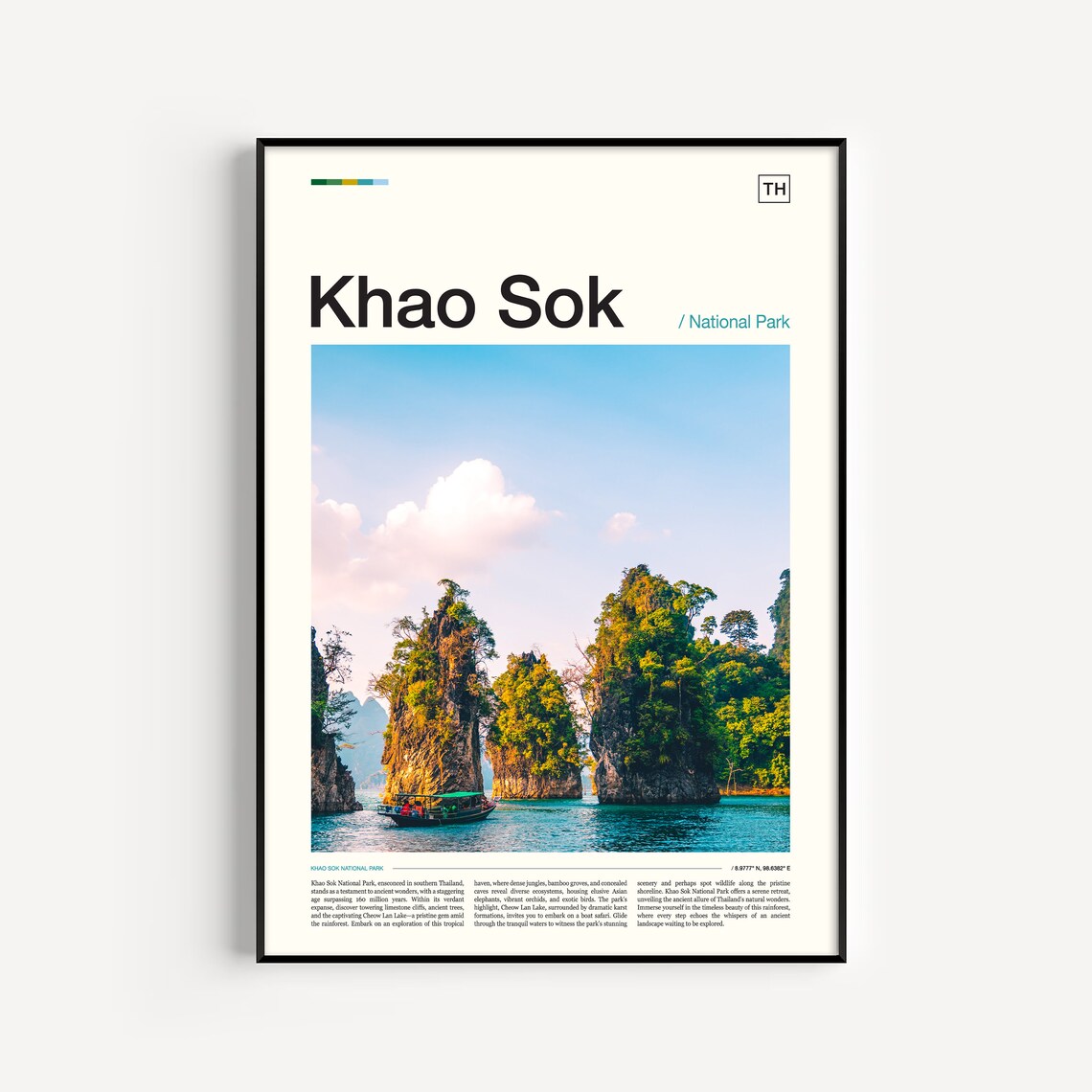 Khao Sok National Park Thailand Karst Lake Boat Scenic Photo Poster