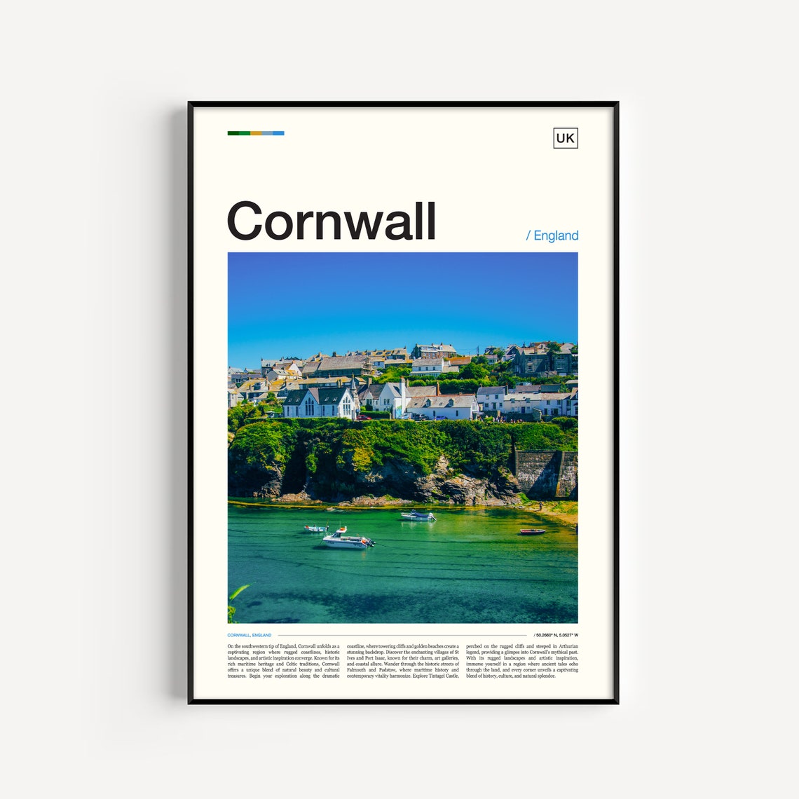 Cornwall Fishing Village Coastal Cliffs England Harbor Photo Poster