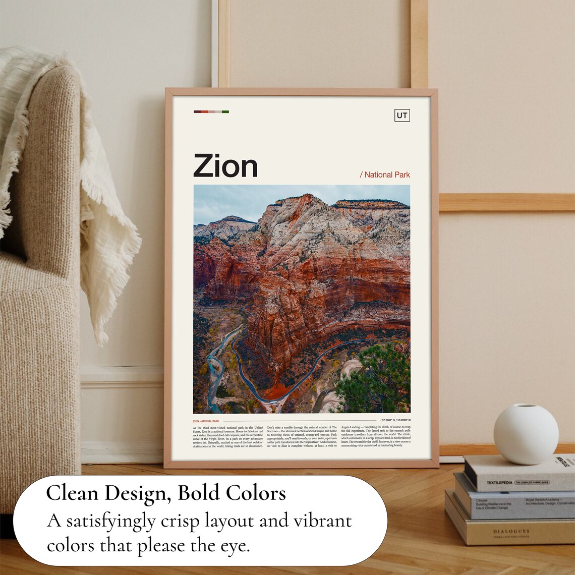 Zion National Park Travel Poster, Zion Art Print - Image 3