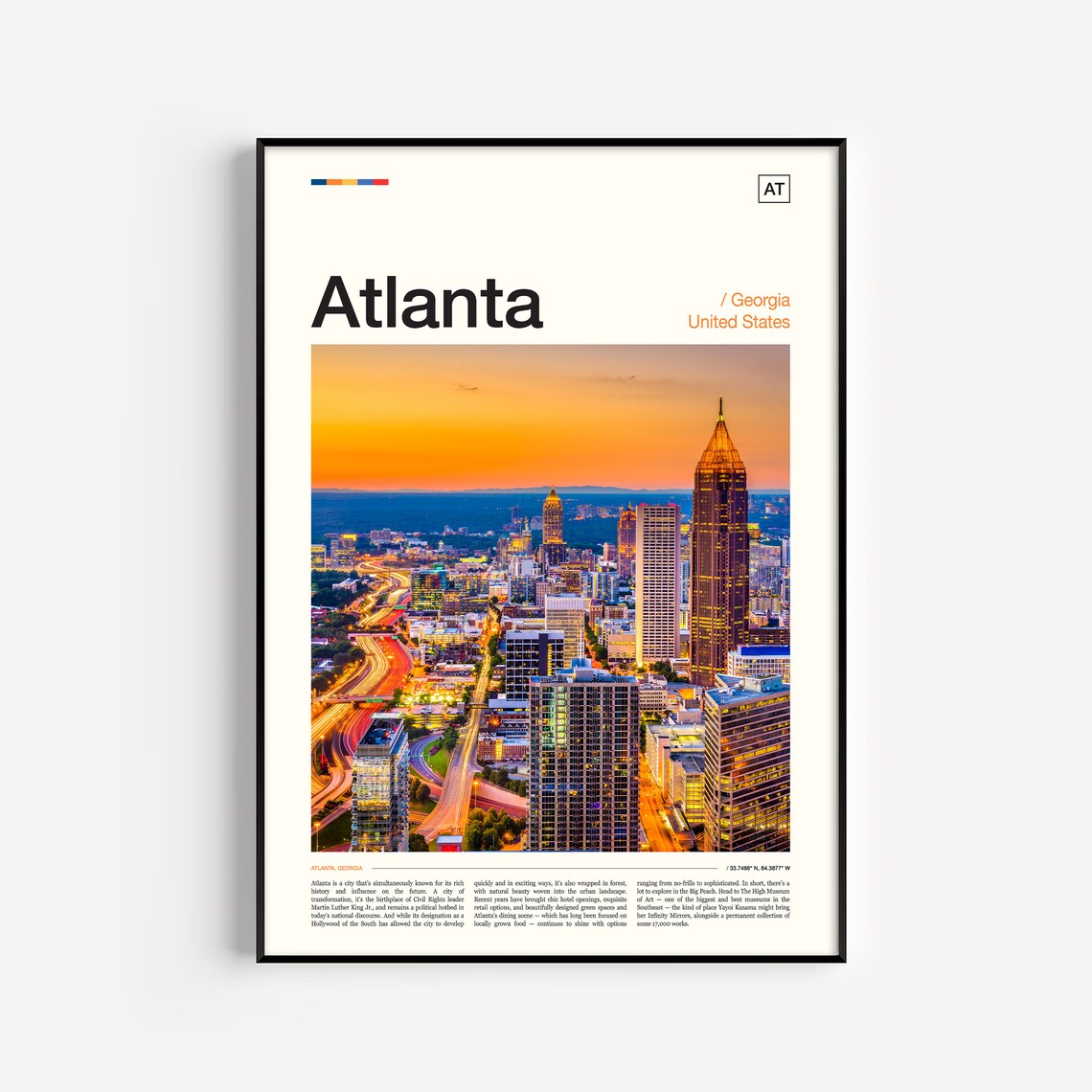 Atlanta Skyline Travel Poster, Georgia Wall Art