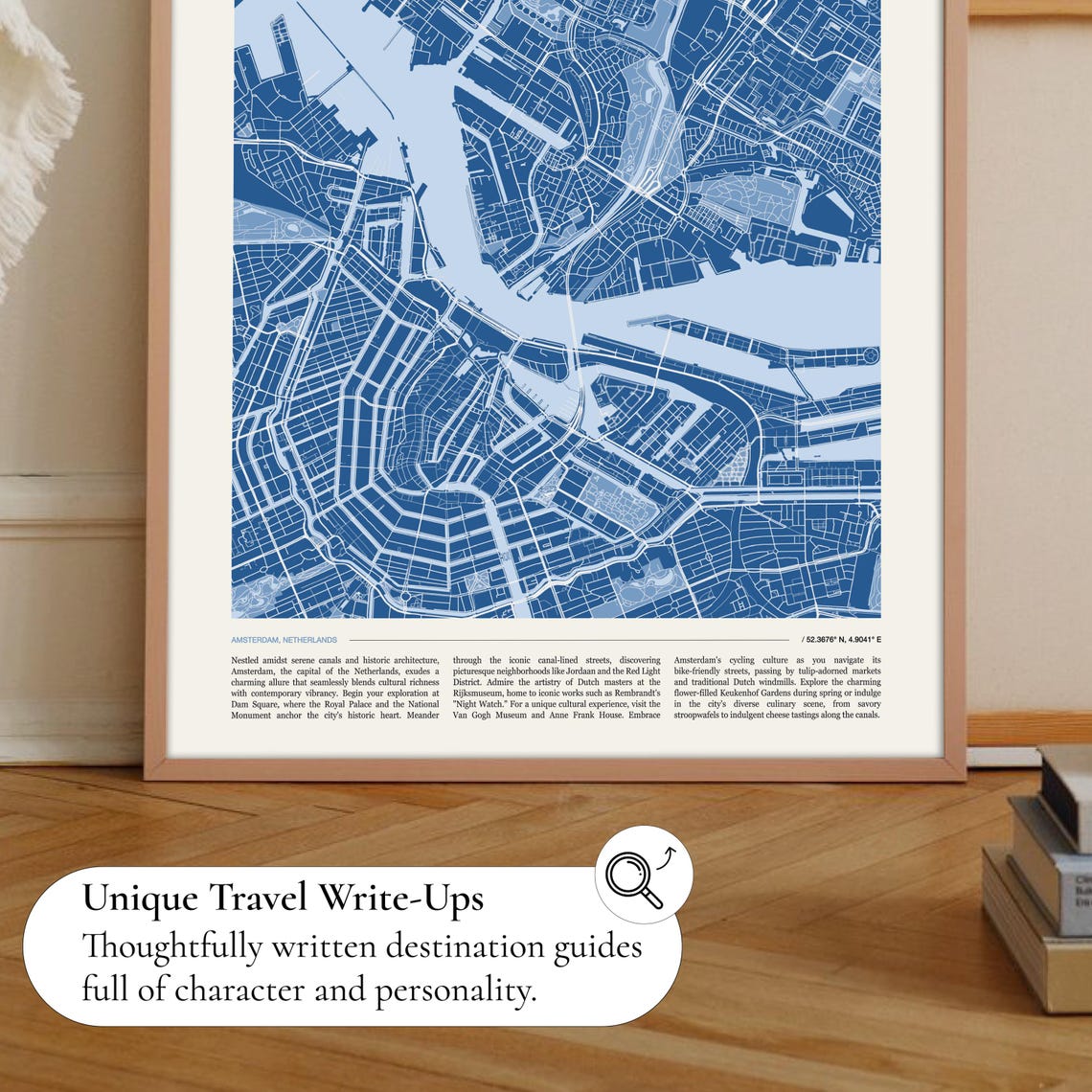 Amsterdam Europe Dark Blue Canal Ring City Map Travel Poster - Image 2