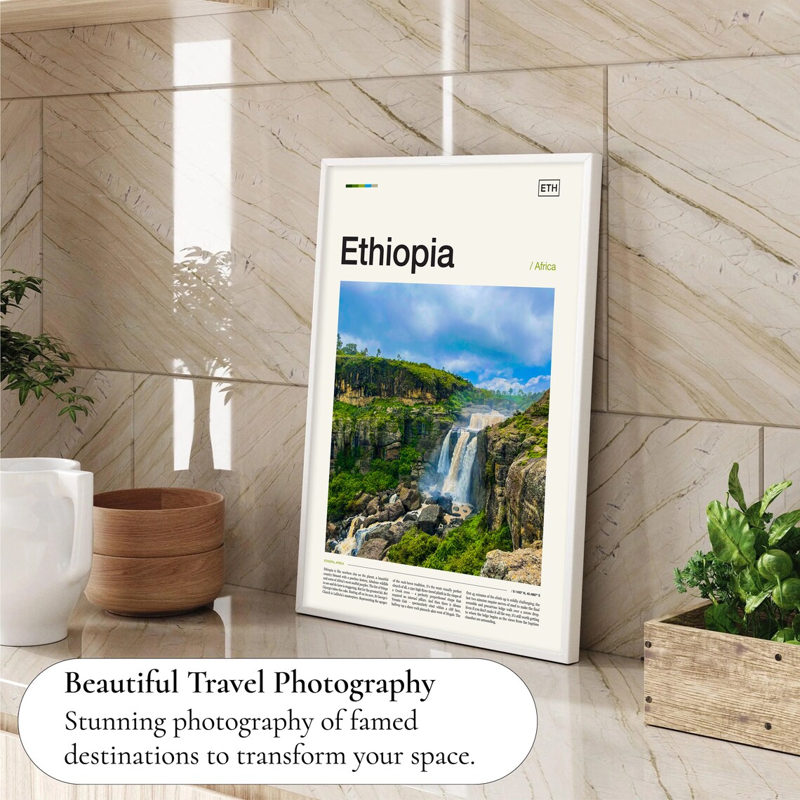 Ethiopia Waterfall Gorge Lush Green African Landscape Poster - Image 4