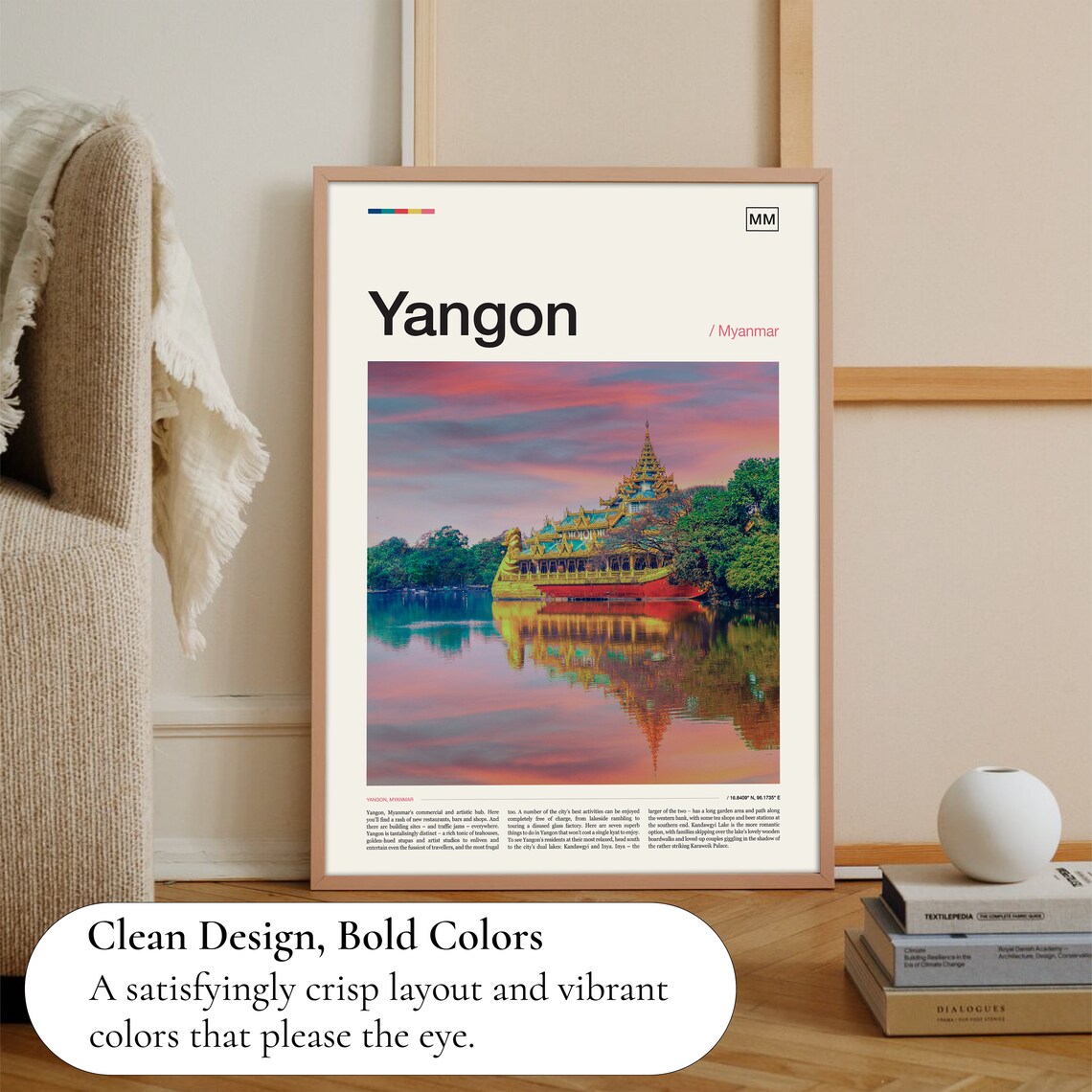 Yangon Karaweik Palace Sunset Lake Myanmar Golden Temple Photo Poster - Image 3