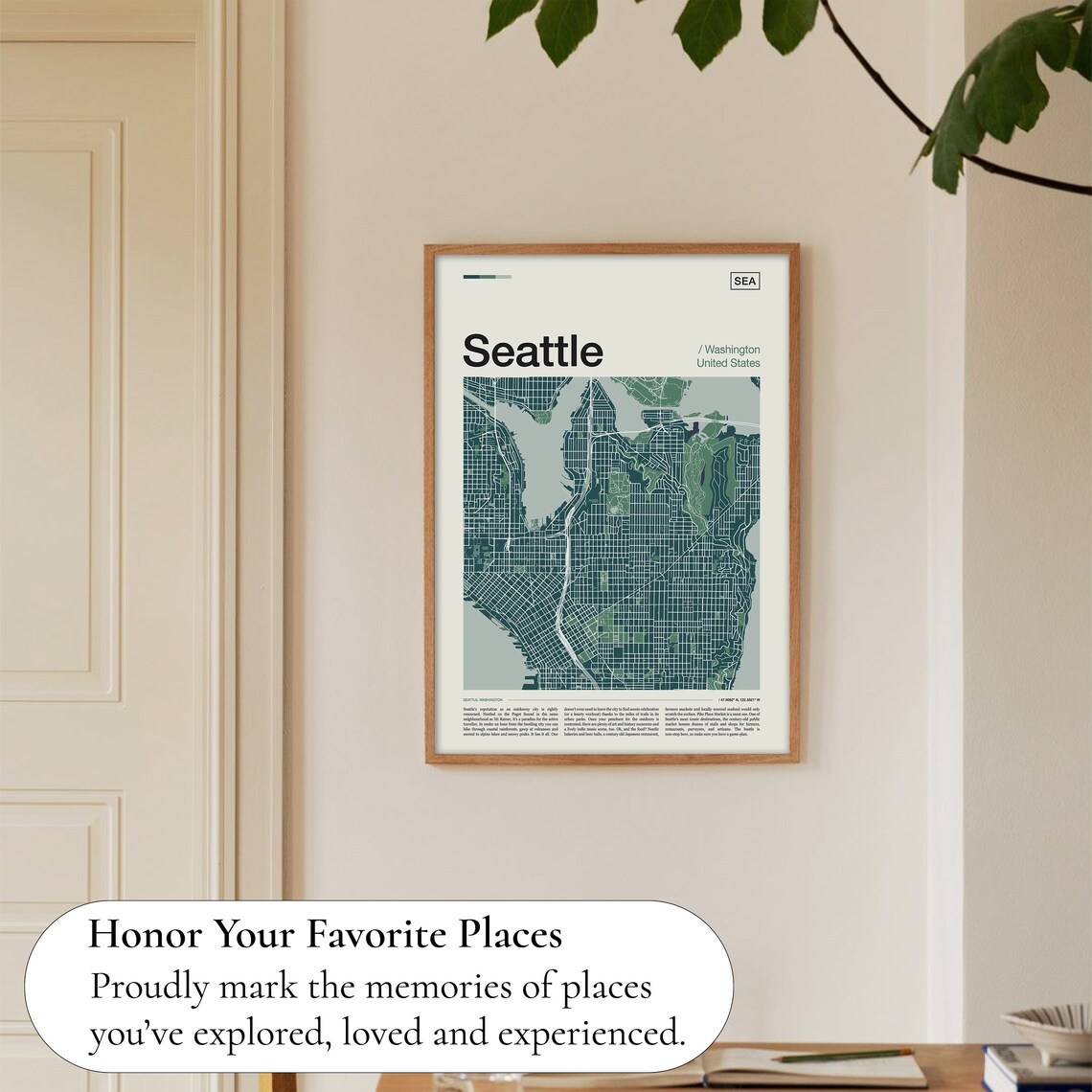 Seattle Washington Street Map Teal Green City Cartography Art Poster - Image 5
