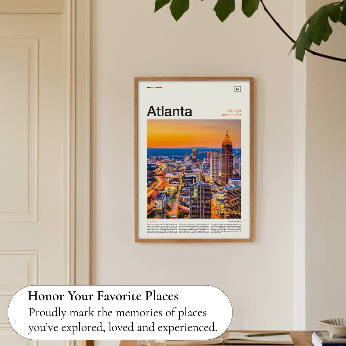 Atlanta Skyline Travel Poster, Georgia Wall Art - Image 5