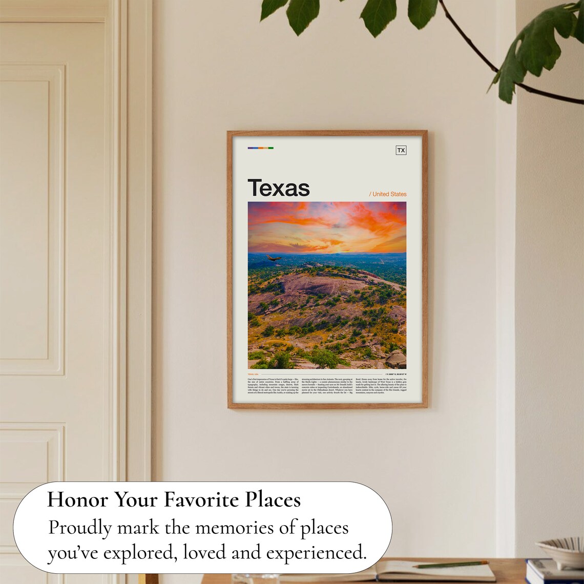 Texas Hill Country Golden Sunset Pink Granite Hills Photography Poster - Image 5