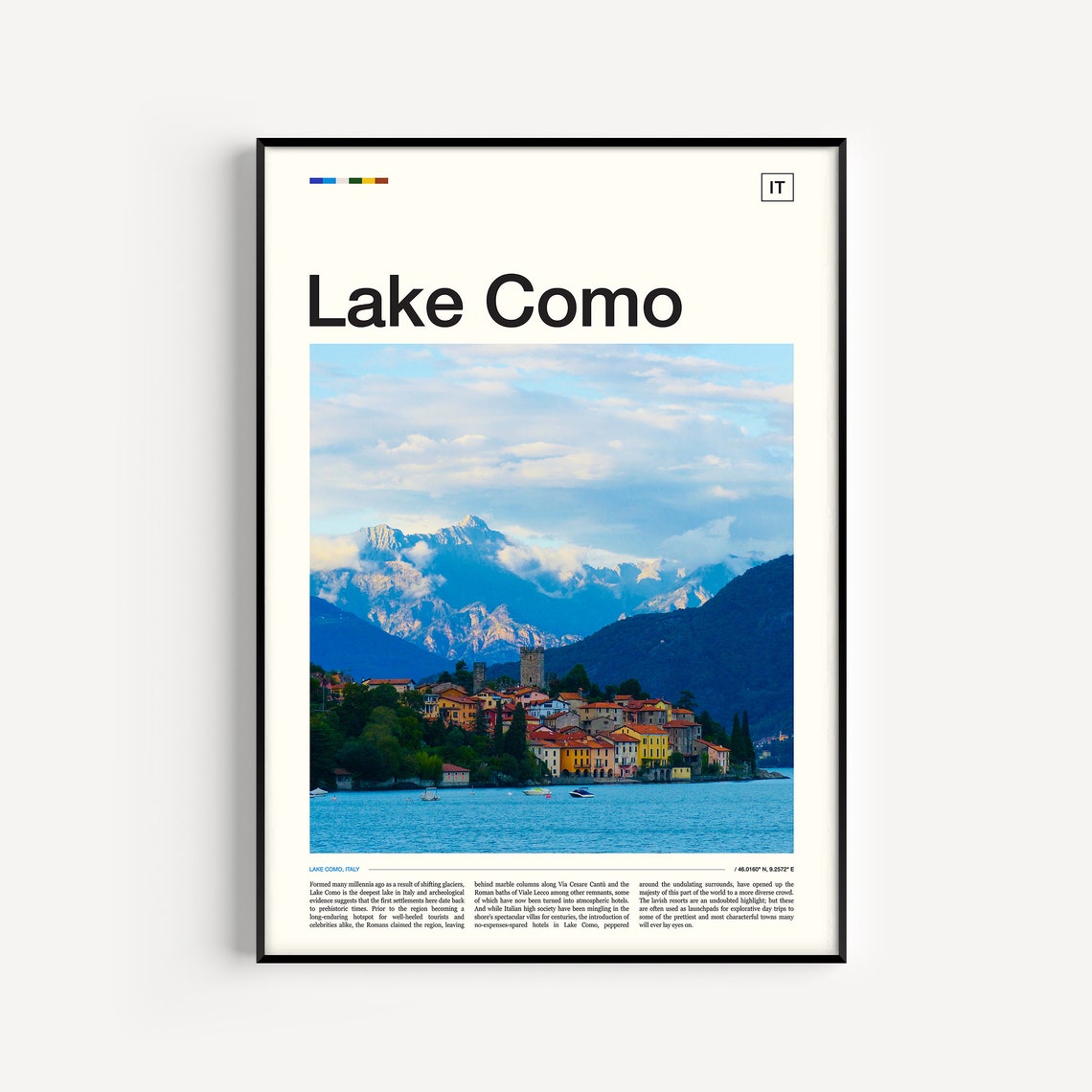 Lake Como Italy Lakeside Village Alpine Mountains Scenic View Poster