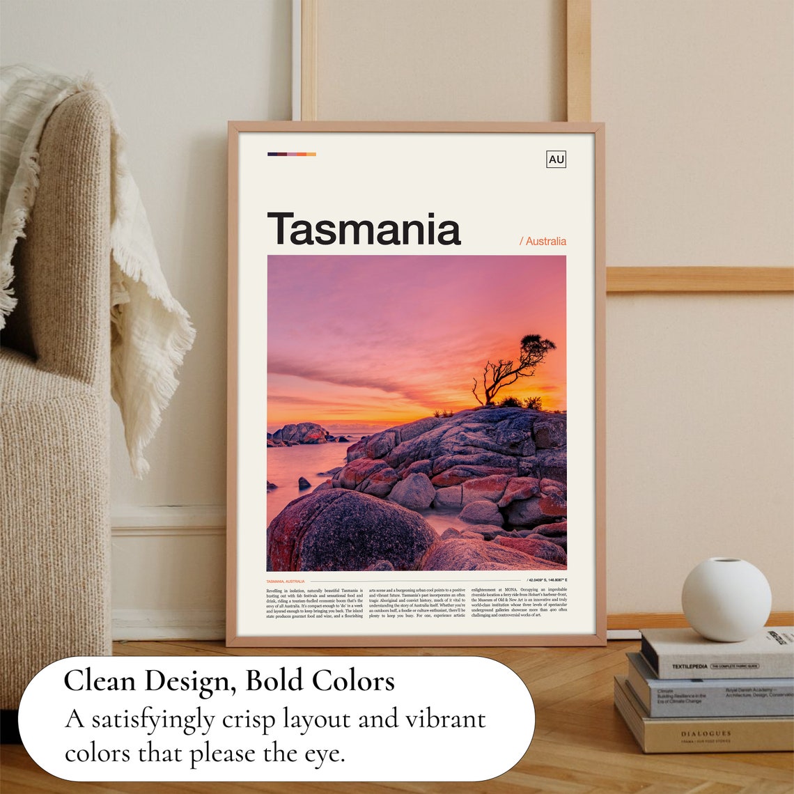 Tasmania Rocky Shoreline Sunset Australia Island Landscape Poster - Image 3