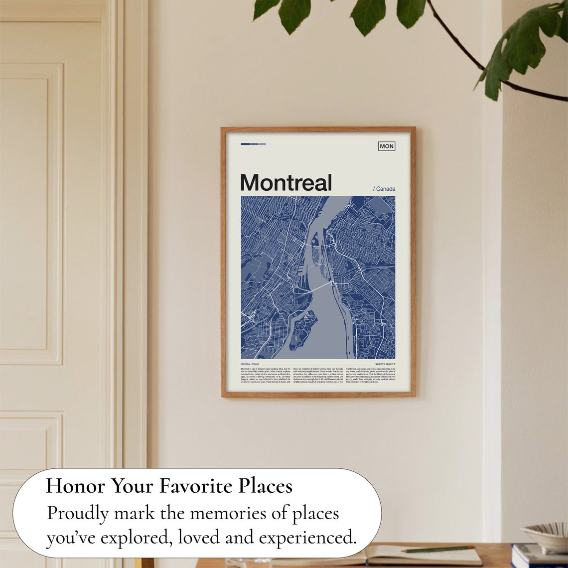 Montreal Canada Modern Blue Minimalist City Street Map Poster - Image 5