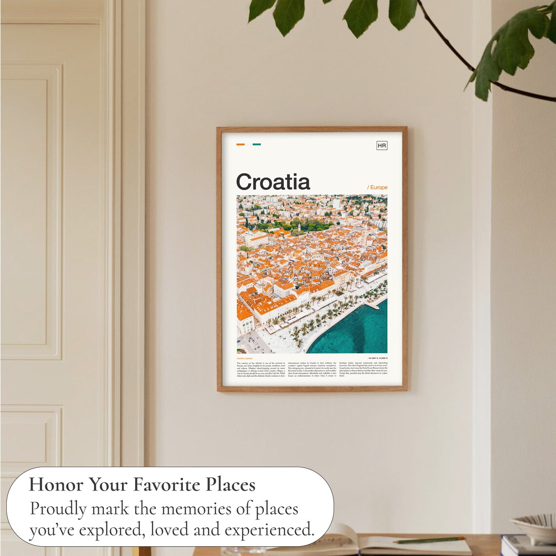 Croatia Europe Red Roofed Coastal Old Town Aerial View Poster - Image 5