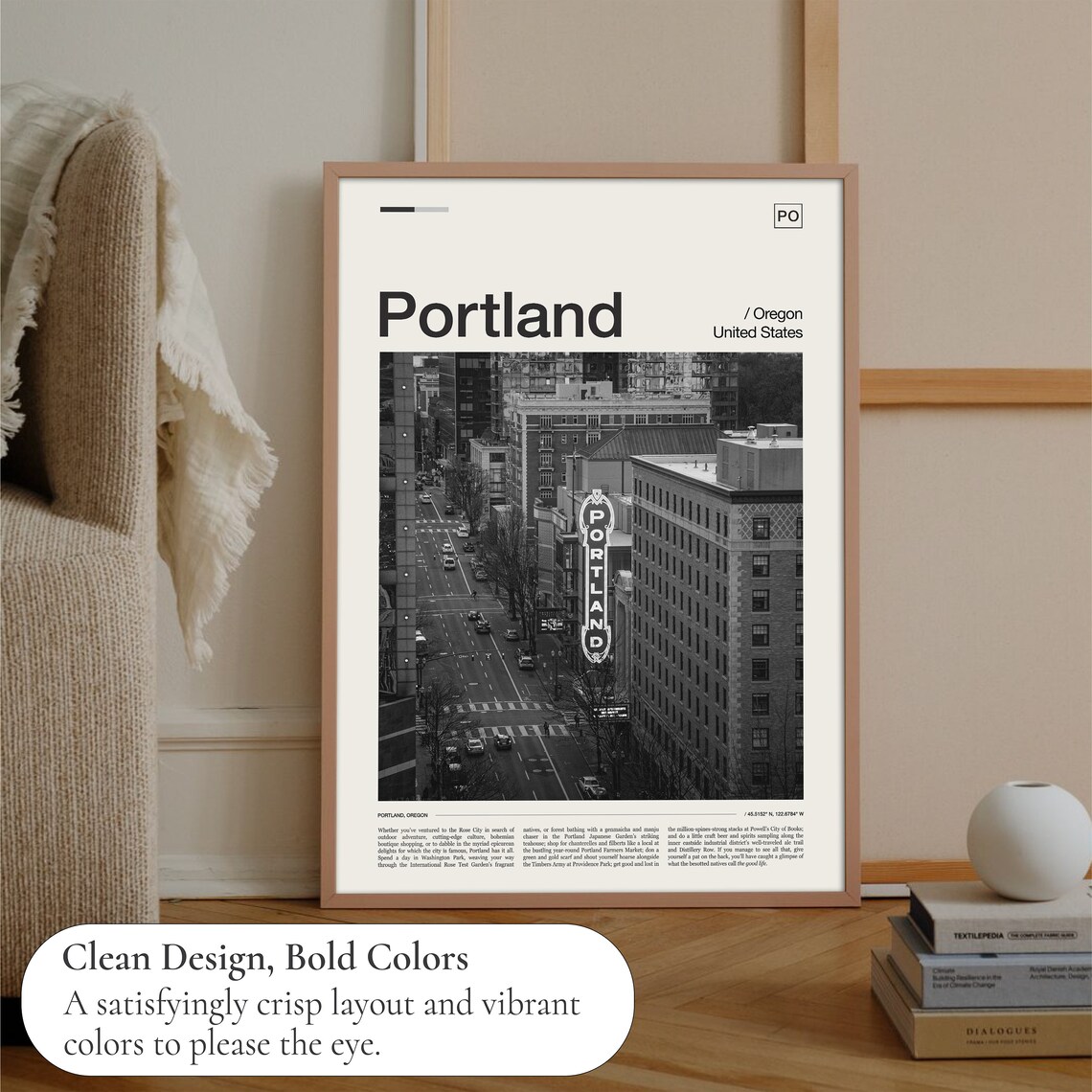 Portland Skyline Black And White Travel Poster - Image 3