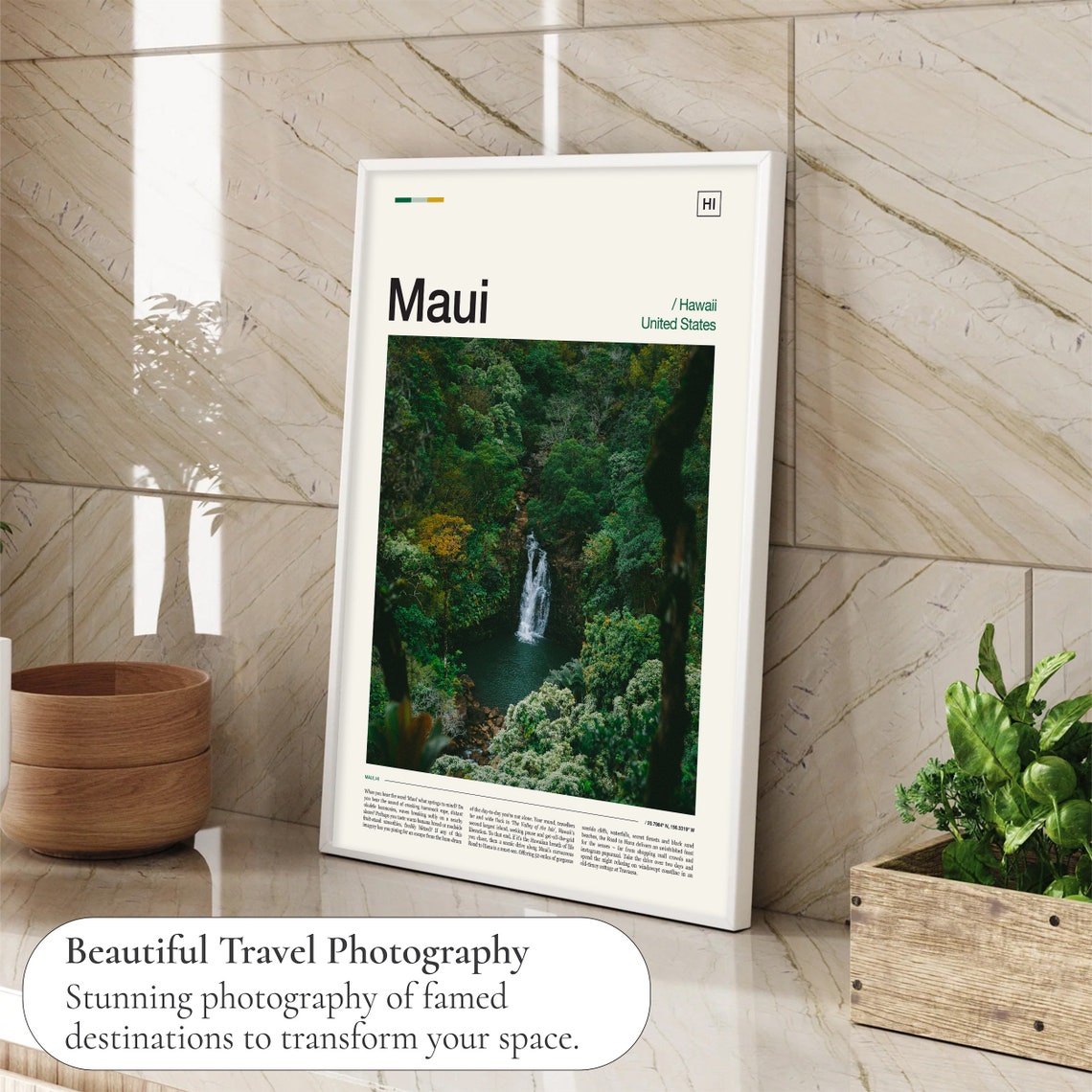 Maui Hawaii Hidden Waterfall Lush Rainforest Green Jungle Wall Art - Image 4