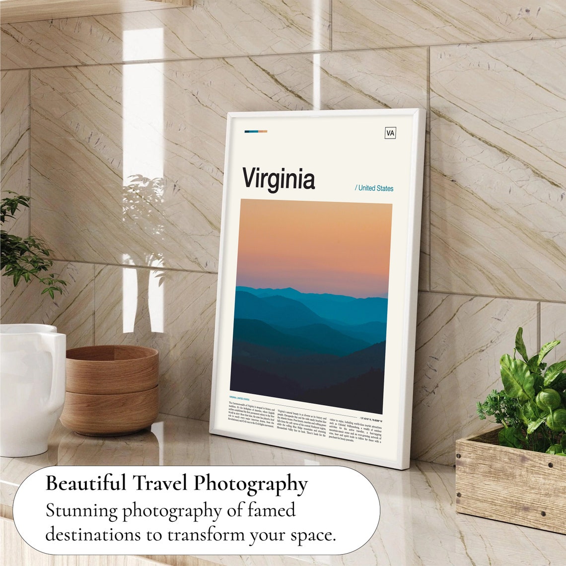 Virginia Blue Ridge Mountain Sunset Gradient Landscape Poster - Image 4