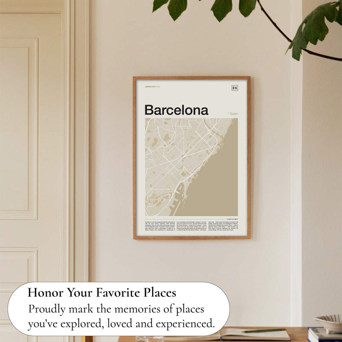 Barcelona Spain Minimalist City Street Map Beige Modern Wall Poster - Image 5