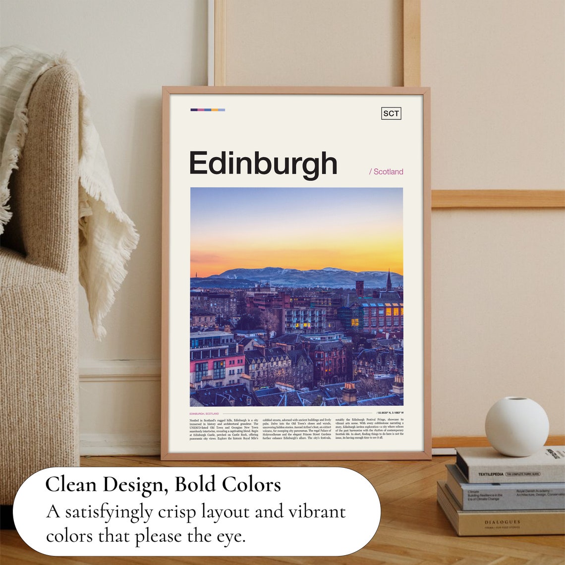 Edinburgh Scotland City Panorama Dusk Skyline Evening Photo Poster - Image 3