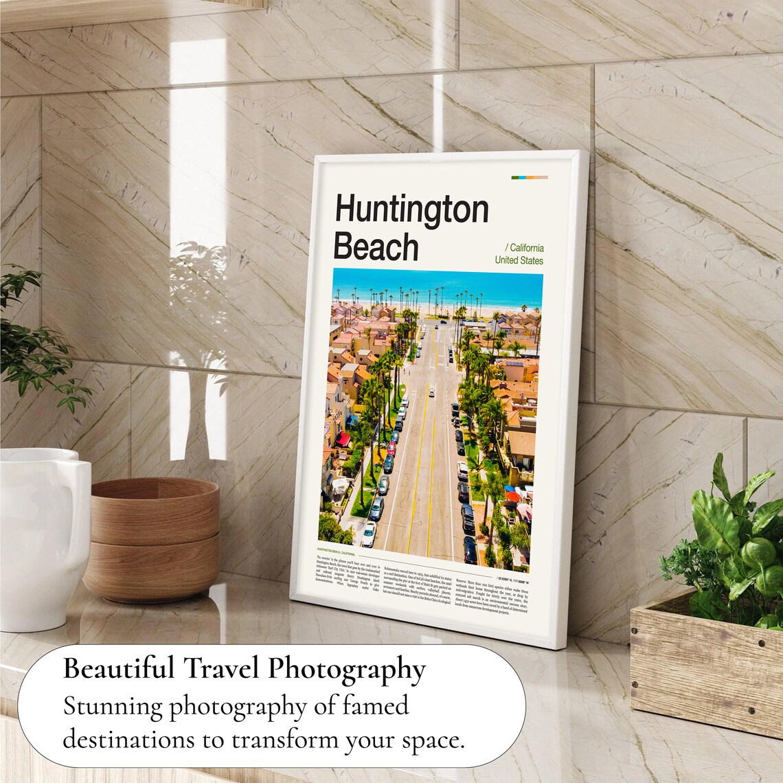 Huntington Beach Travel Poster, Coastal Wall Art - Image 4