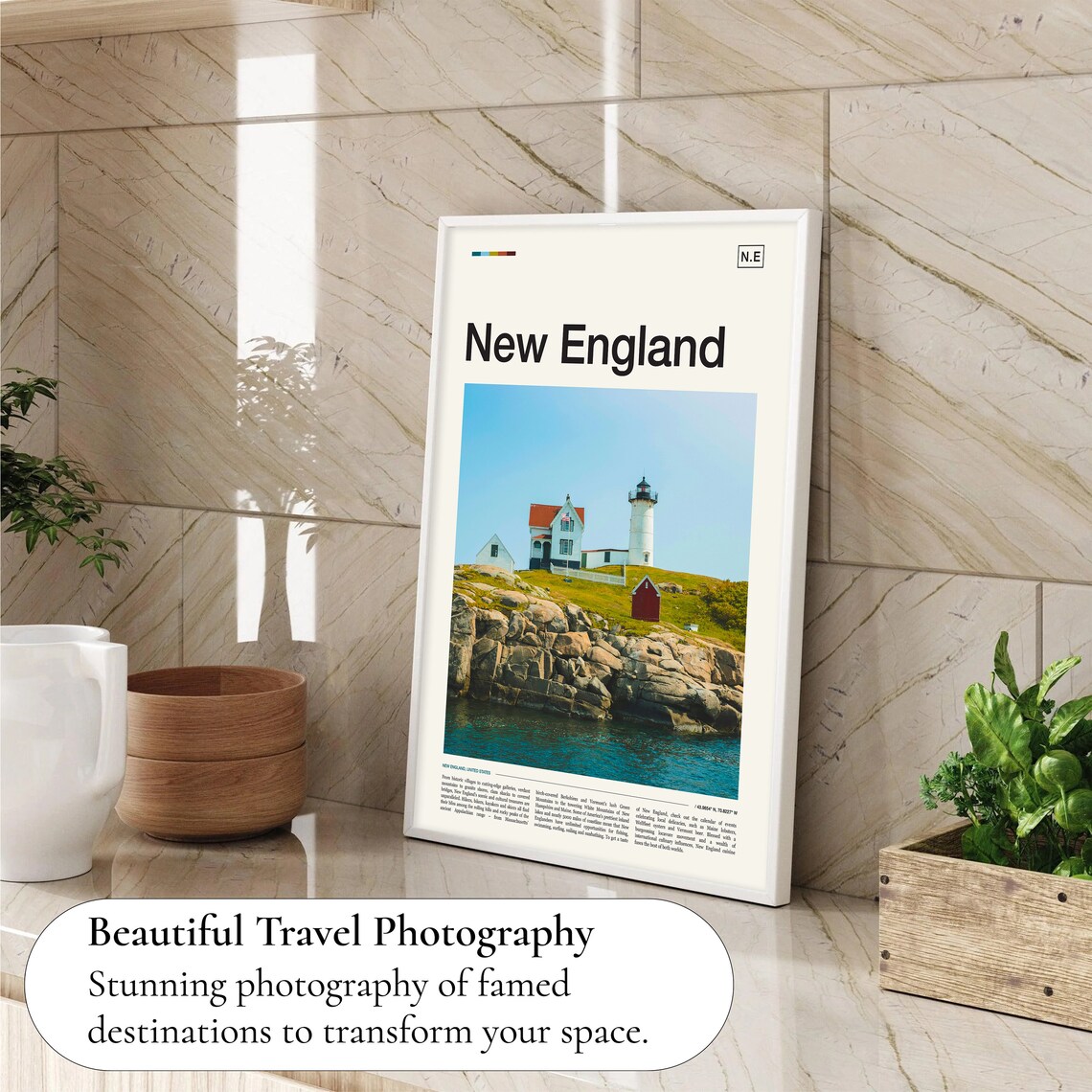 New England Travel Poster, Place-Name Wall Art - Image 4