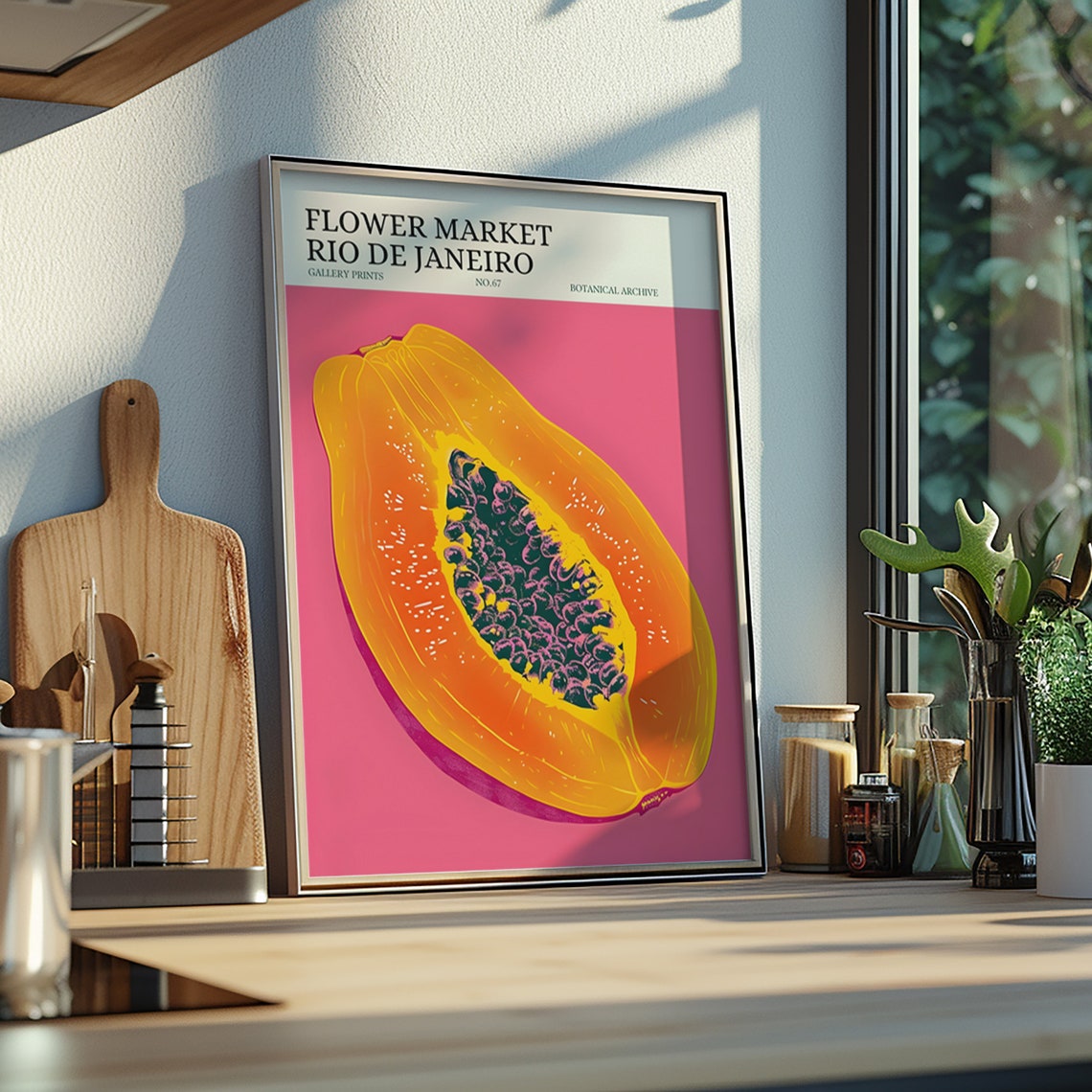 Rio de Janeiro Flower Market Papaya Botanical Vintage Art Print - Image 2