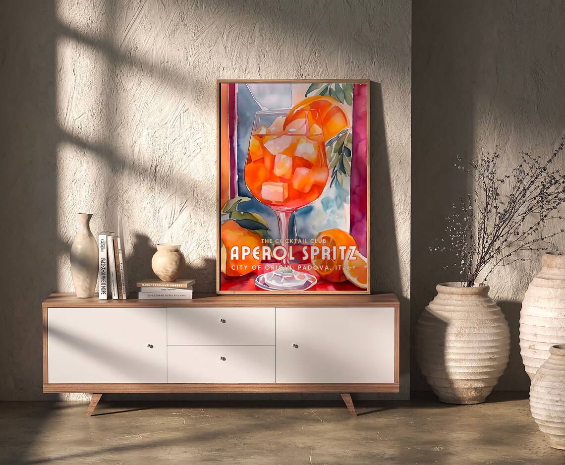 Aperol Spritz Cocktail Club Padova Italy Watercolor Wall Art