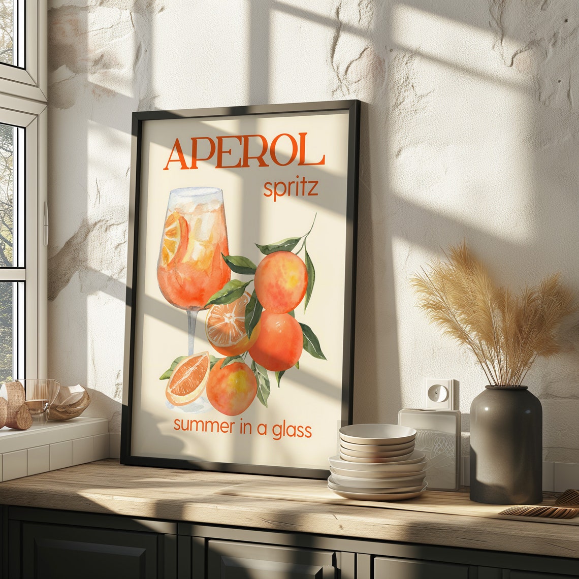 Aperol Spritz Watercolor Oranges Summer In A Glass Retro Poster - Image 2