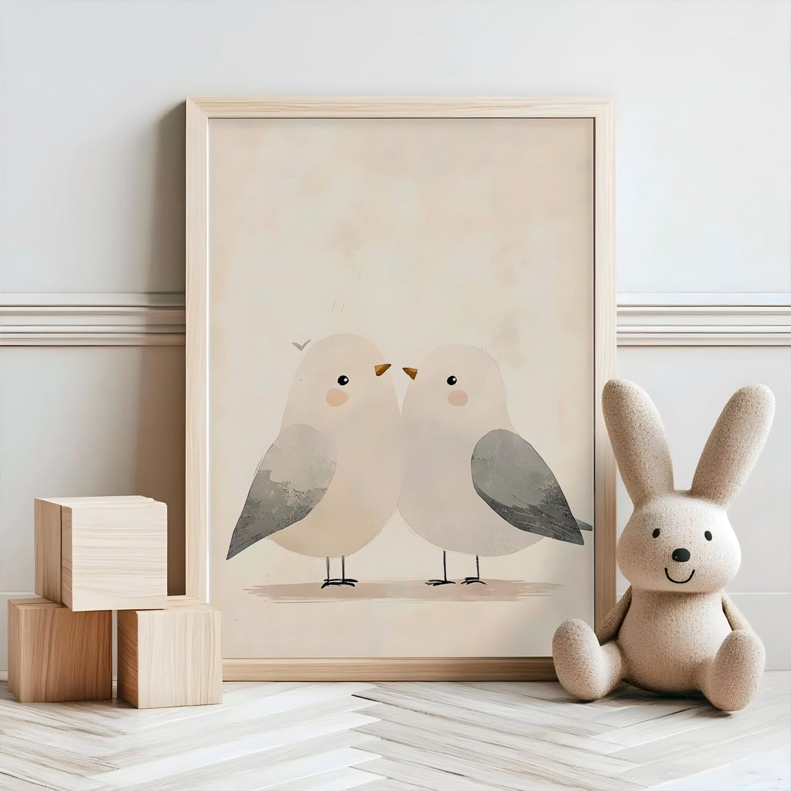 Two Sweet Birds Cute Feathered Pair Nursery Decor Baby Room Poster - Image 2