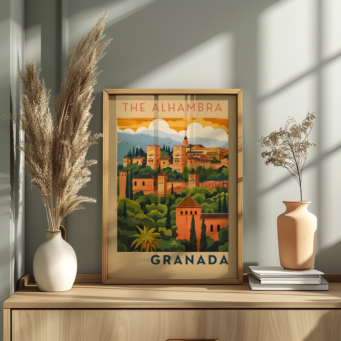 Alhambra Retro Travel Poster, Minimalist Wall Art Print - Image 2