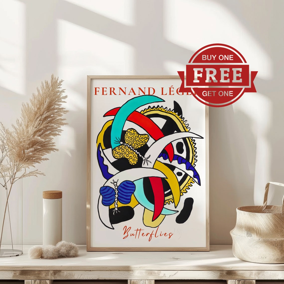 Fernand Leger Butterflies Colorful Abstract Modern Art Poster - Image 6