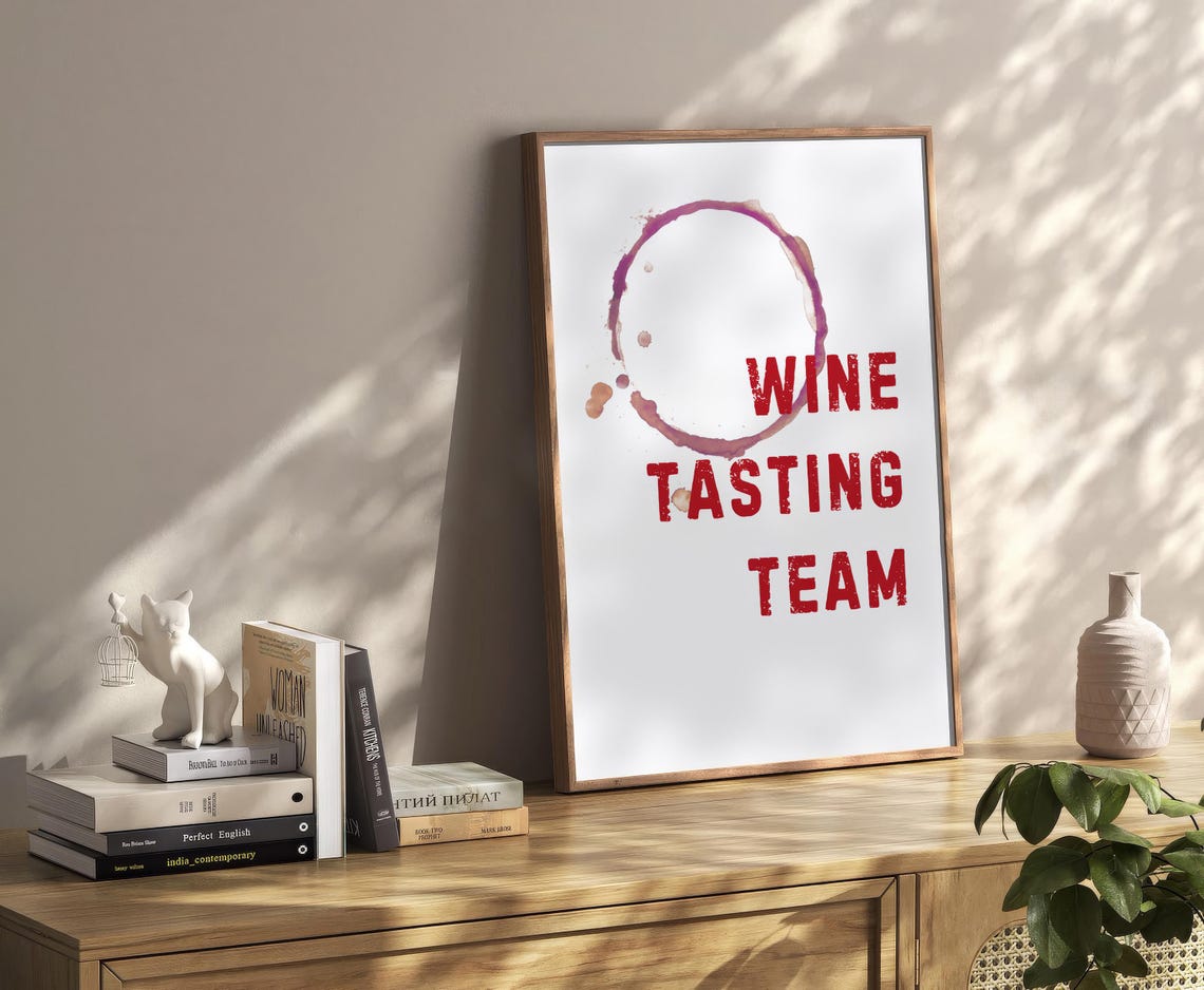 Wine Tasting Team Funny Red Wine Glass Ring Stain Quote Poster - Image 2