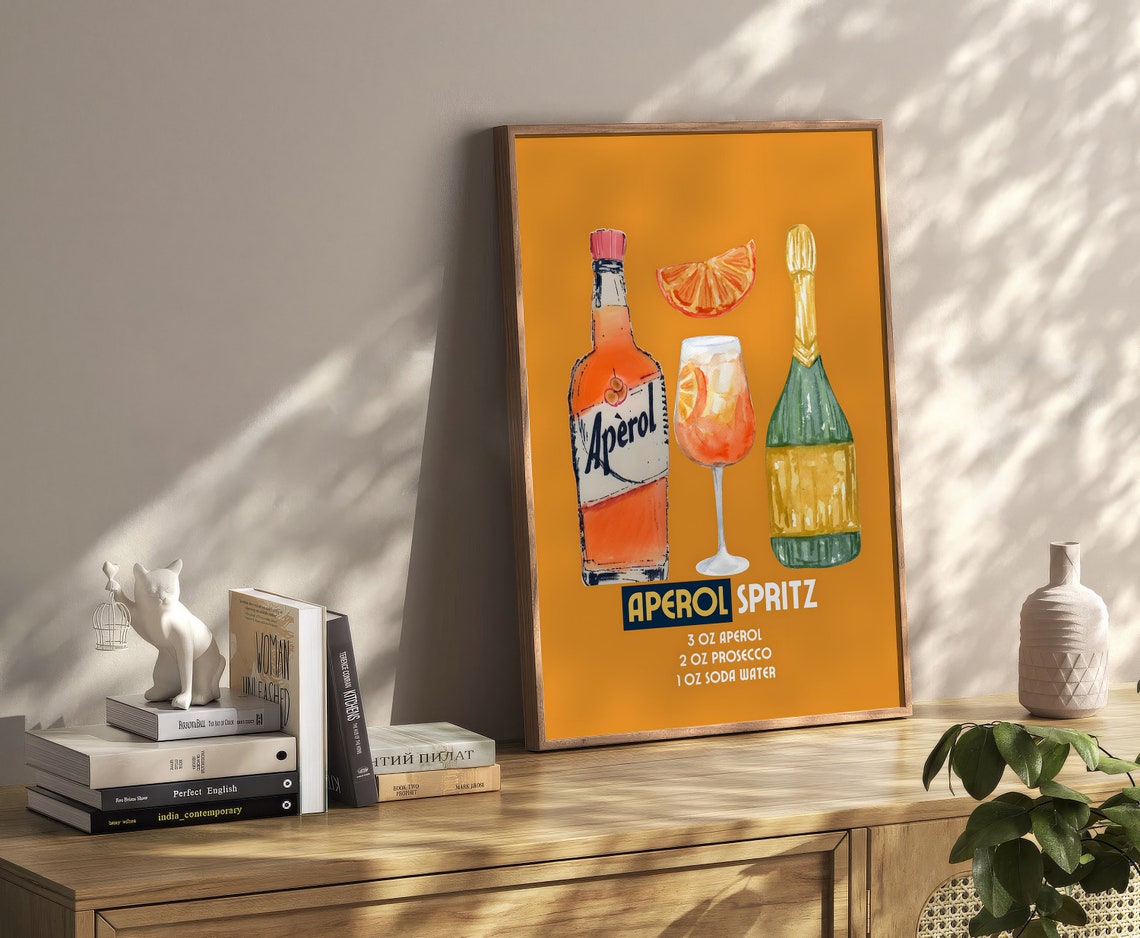 Aperol Spritz Recipe Bottle Glass Orange Retro Drink Bar Poster - Image 2