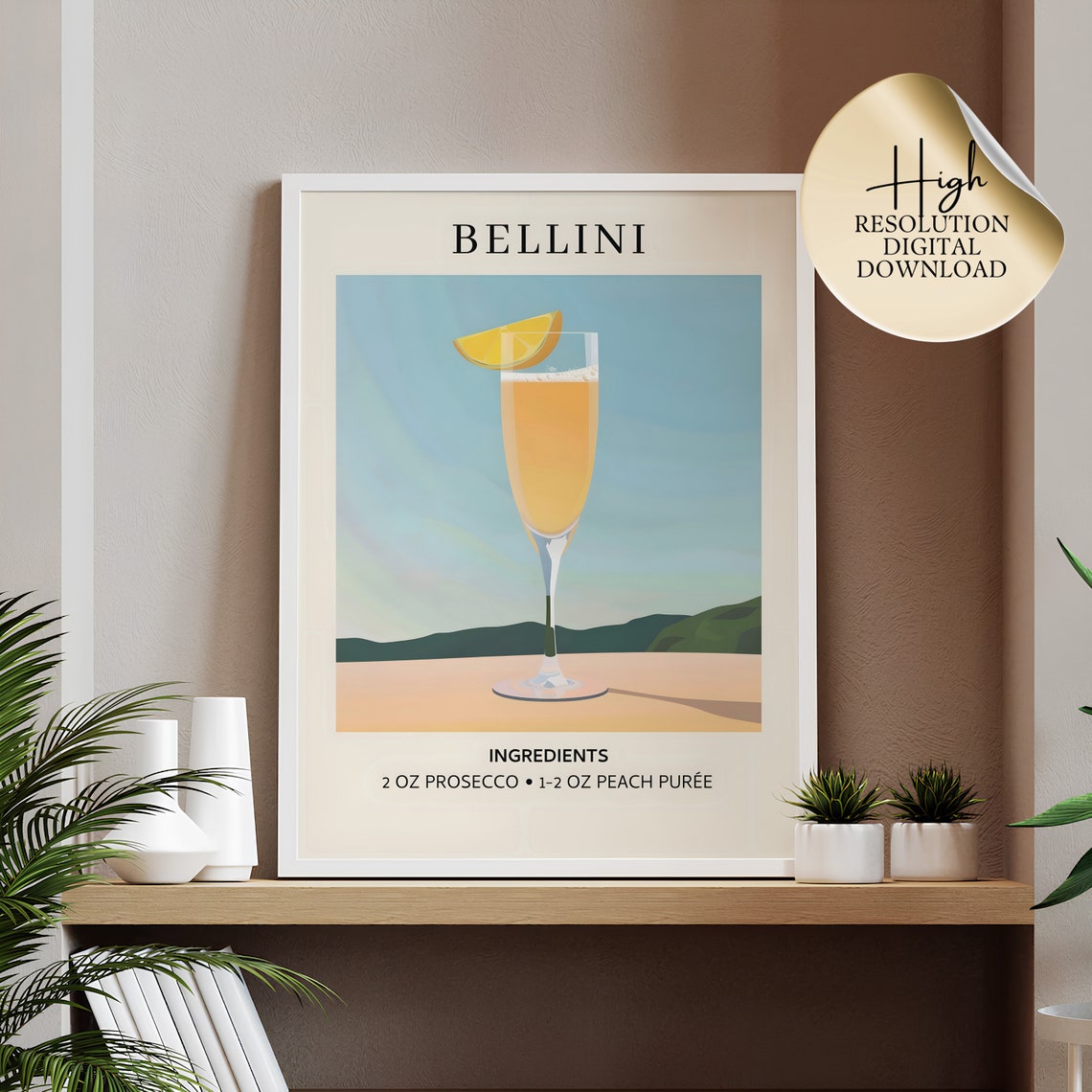 Bellini Cocktail Recipe Art Modern Bar Cart Wall Decor Print - Image 2