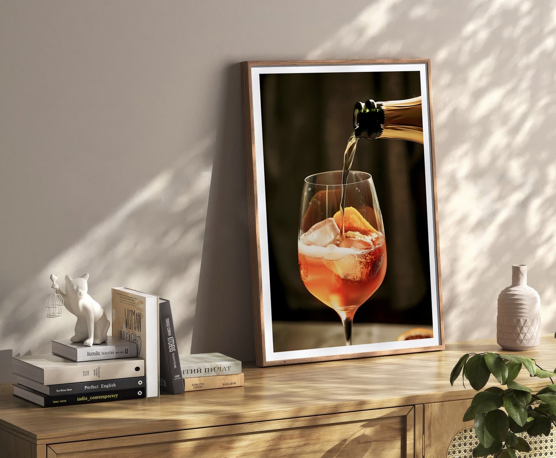 Aperol Spritz Golden Pour Cocktail Photography Close Up Poster - Image 2