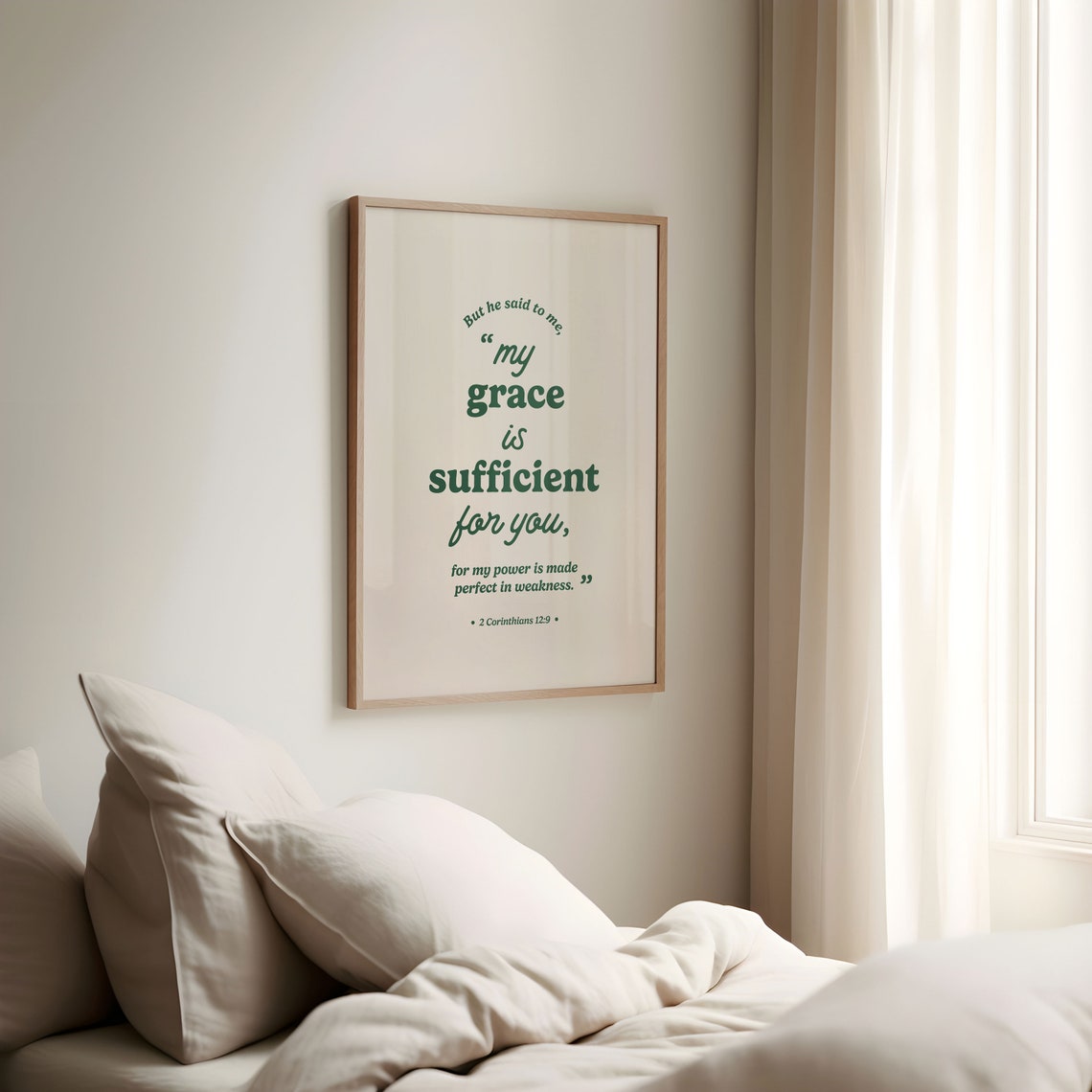 2 Corinthians 12 9 My Grace Is Sufficient Retro Green Bible Poster - Image 6