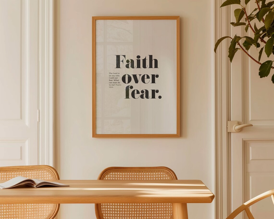 Faith Over Fear Psalm 118:6 Christian Scripture Art Print - Image 4