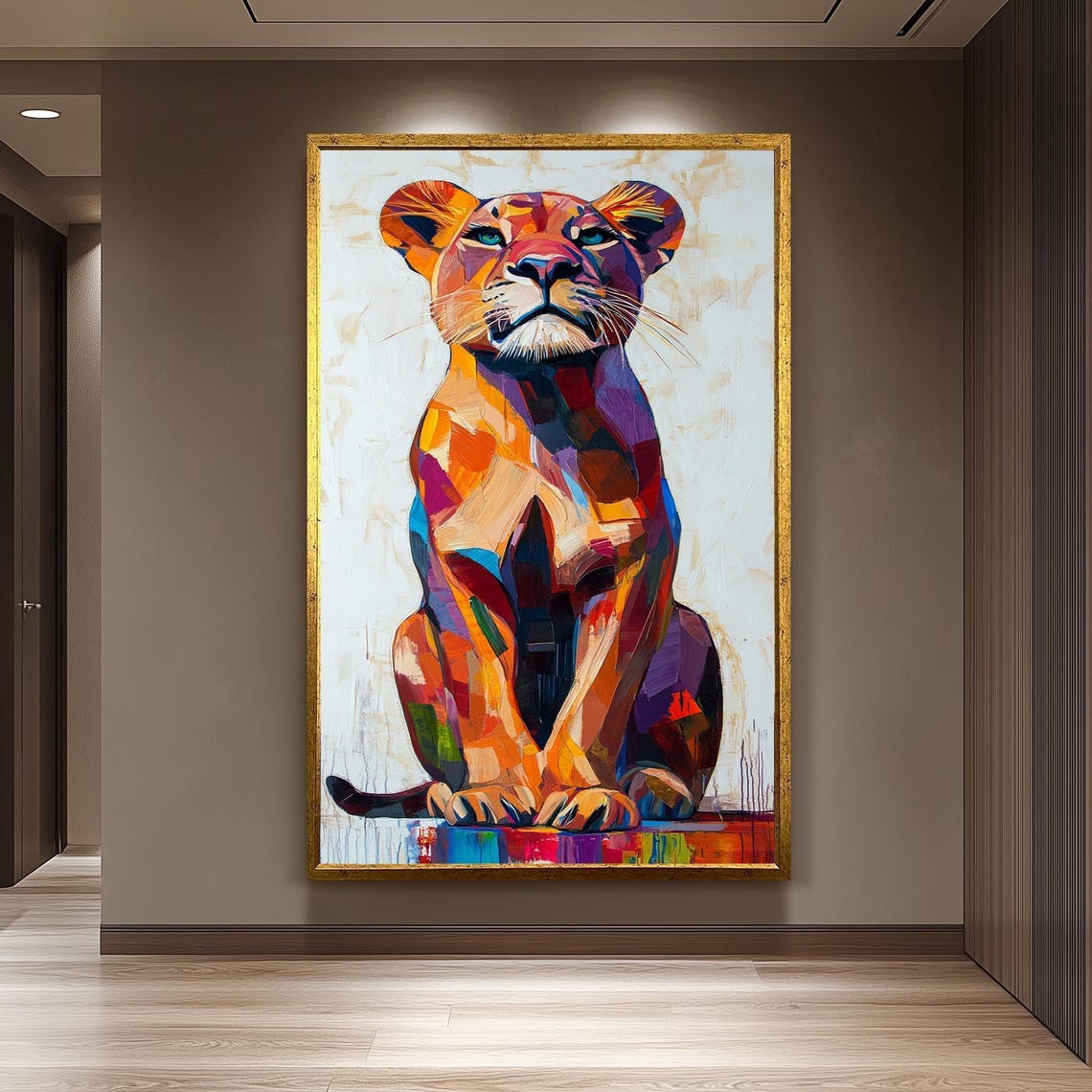 Colorful Pop Art Lioness Portrait Bold Abstract Big Cat Poster