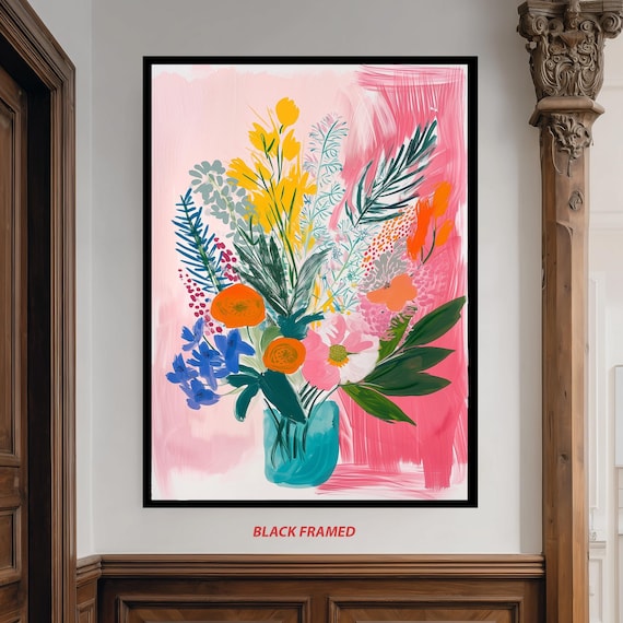 Colorful Abstract Floral Bouquet Painting Vibrant Modern Botanical Poster