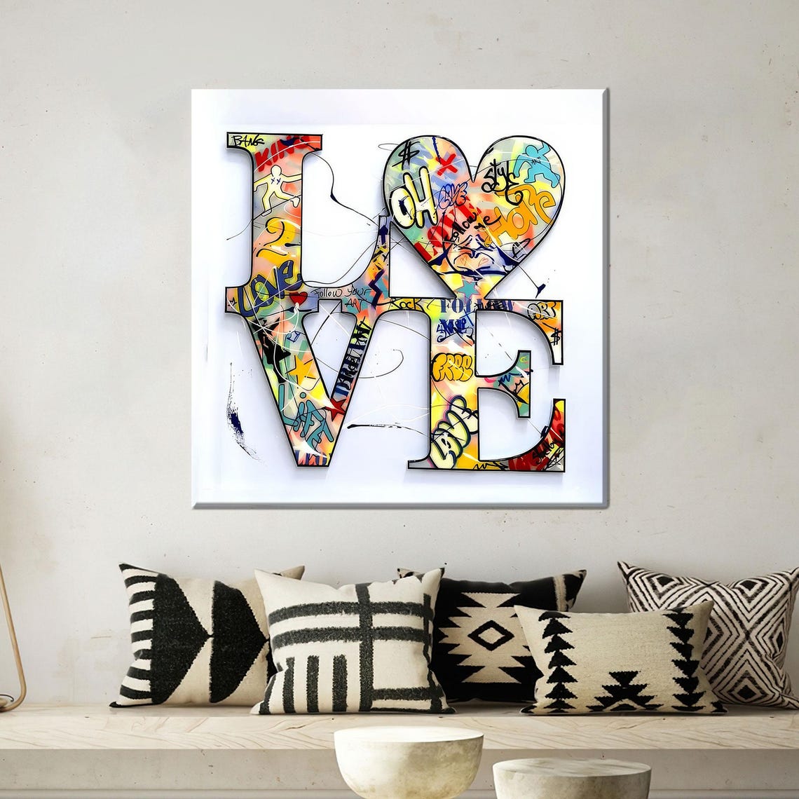 LOVE Graffiti Street Art Letters With Heart Urban Modern Poster