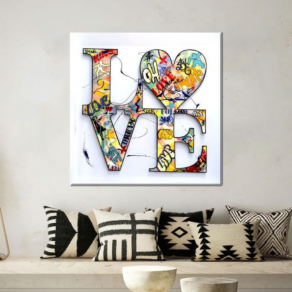 LOVE Graffiti Street Art Letters With Heart Urban Modern Poster