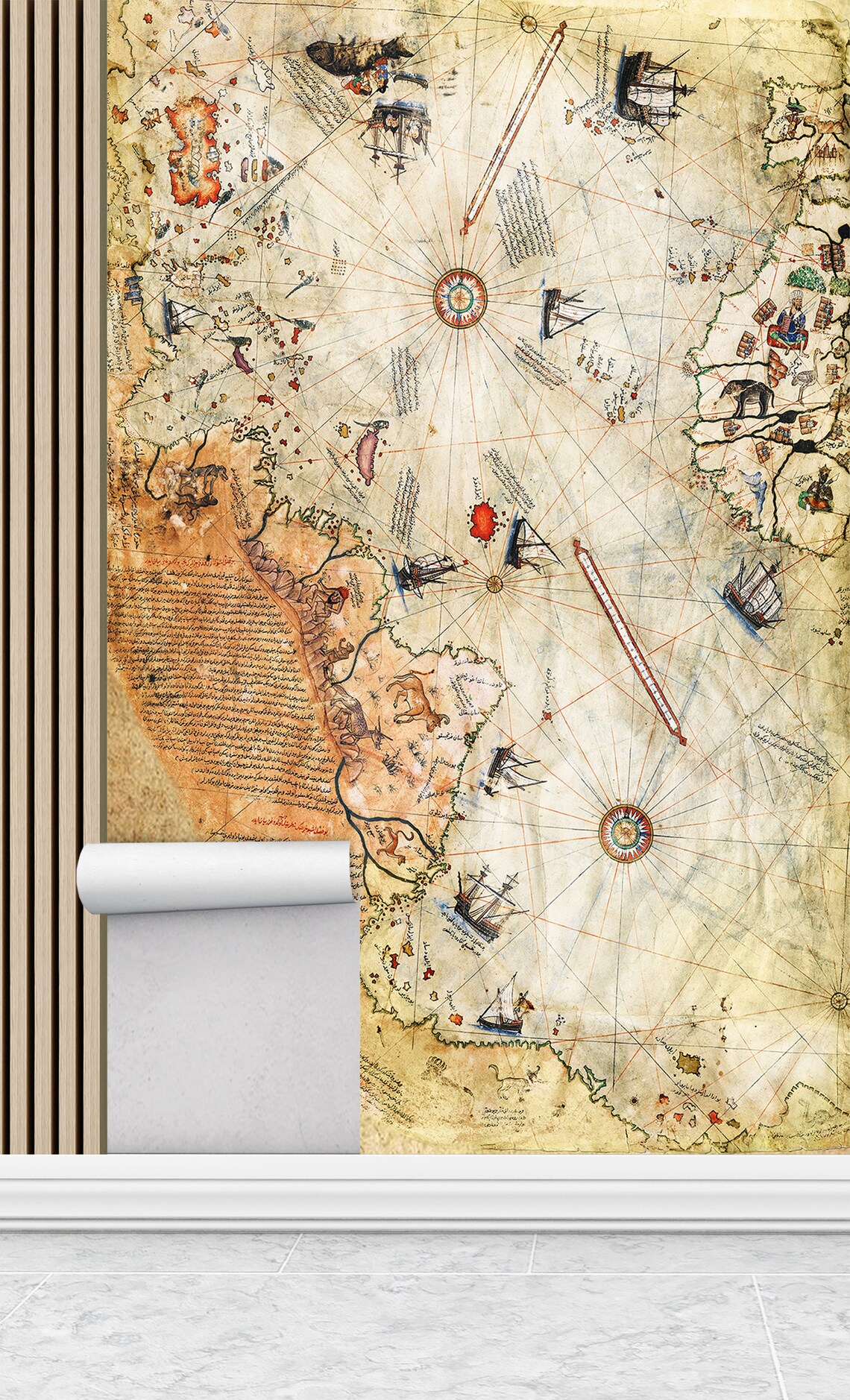 Piri Reis Antique Map Art Print, Travel Poster - Image 2