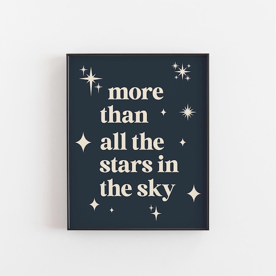 More Than All the Stars in the Sky Navy Typography Love Quote Poster