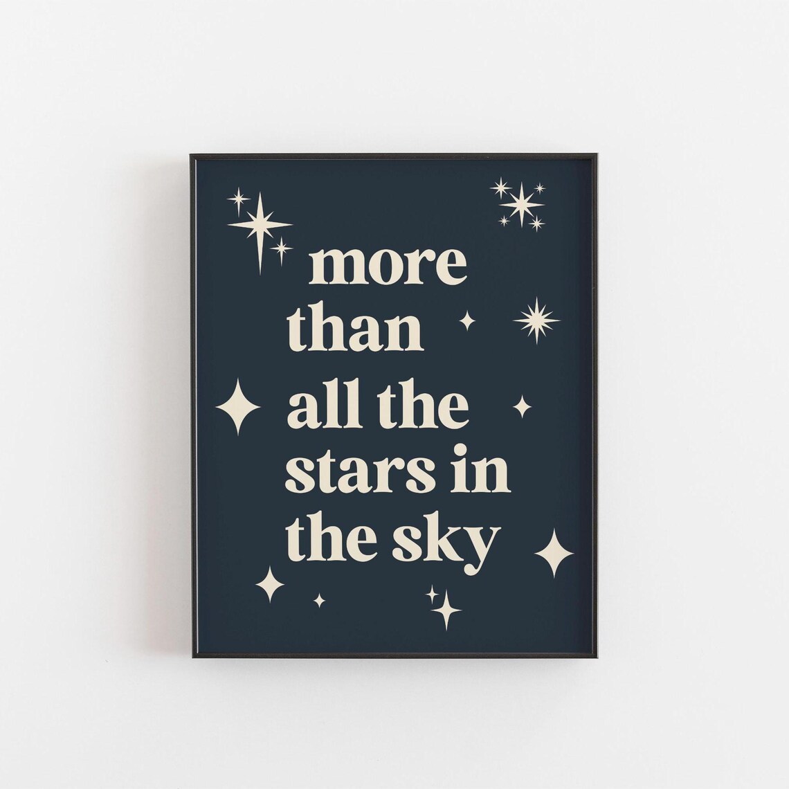 More Than All the Stars in the Sky Navy Typography Love Quote Poster