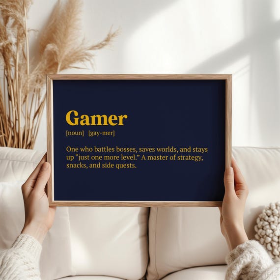 Gamer Definition Poster, Funny Retro Gaming Typography