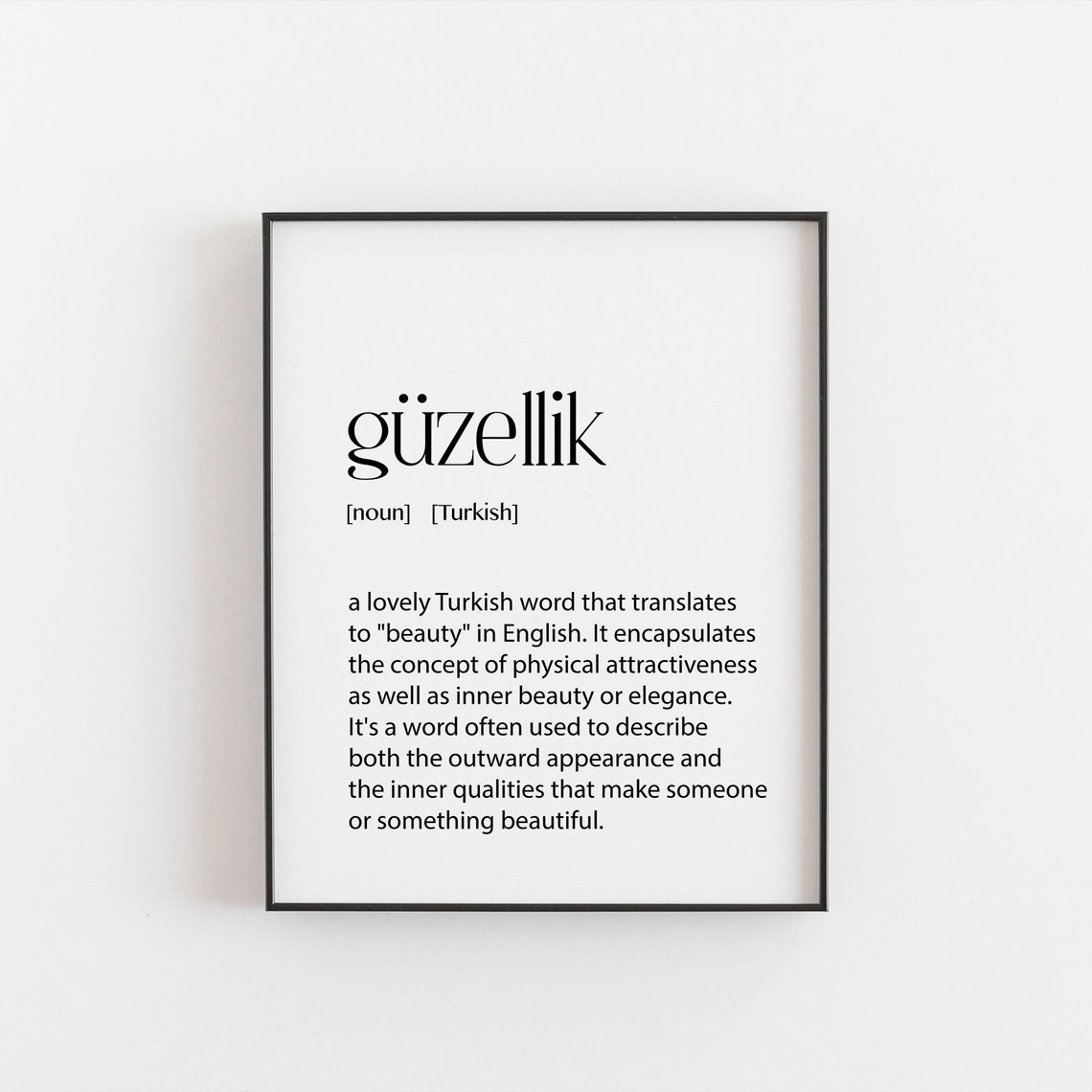 Guzellik Turkish Word For Beauty Dictionary Definition Poster