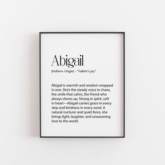 Abigail Name Meaning Art Print, Minimalist Decor